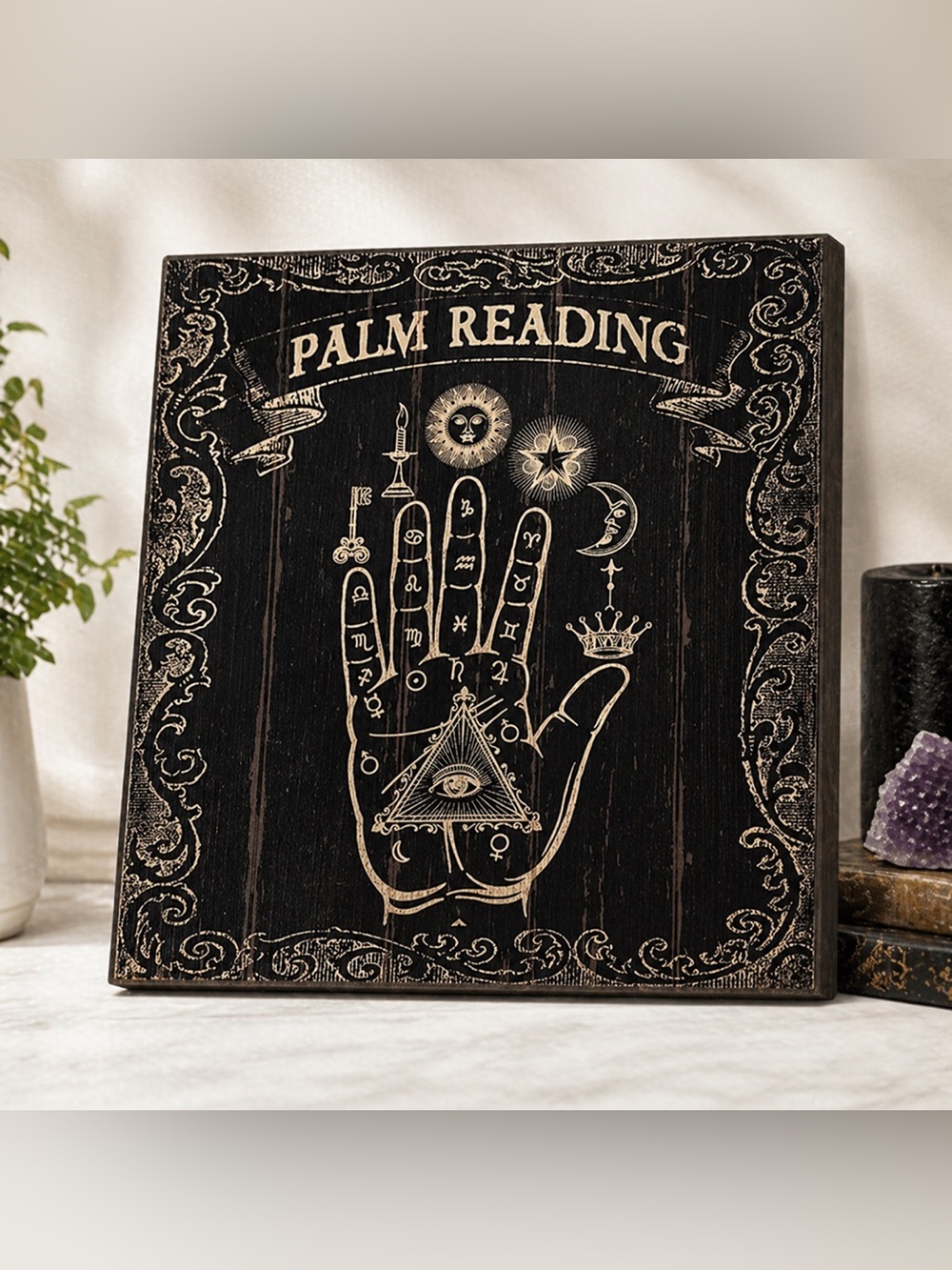 Palm Reading Hand Wood Sign Quill to Paper By‎ Sixtrees